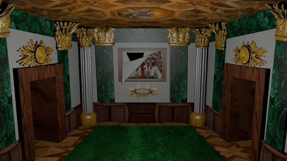 Museum room with ripped painting Low-poly 3D model_3