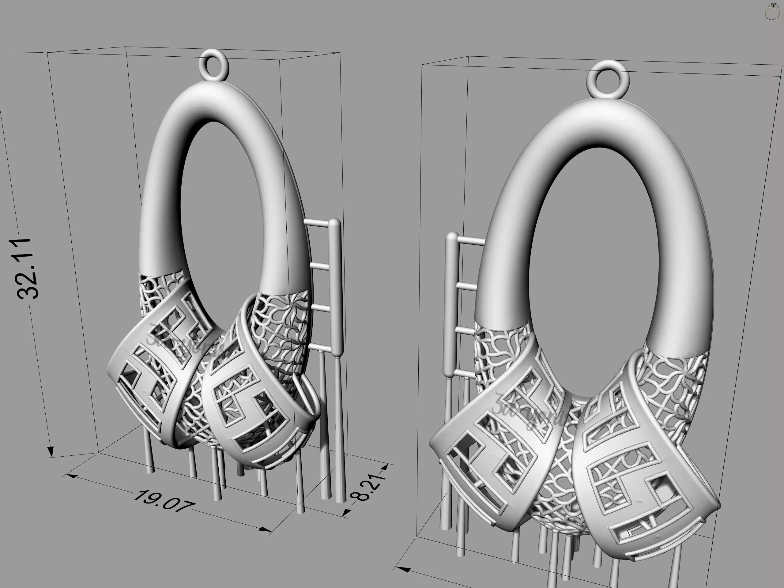 Earrings turkey jewelry -010 3D print model