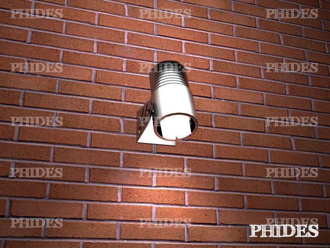 Spotlight 1 stainless steel wall light on brick wall Free 3D model