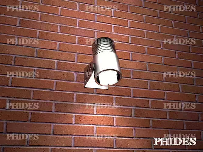 Spotlight 1 stainless steel wall light on brick wall Free 3D model