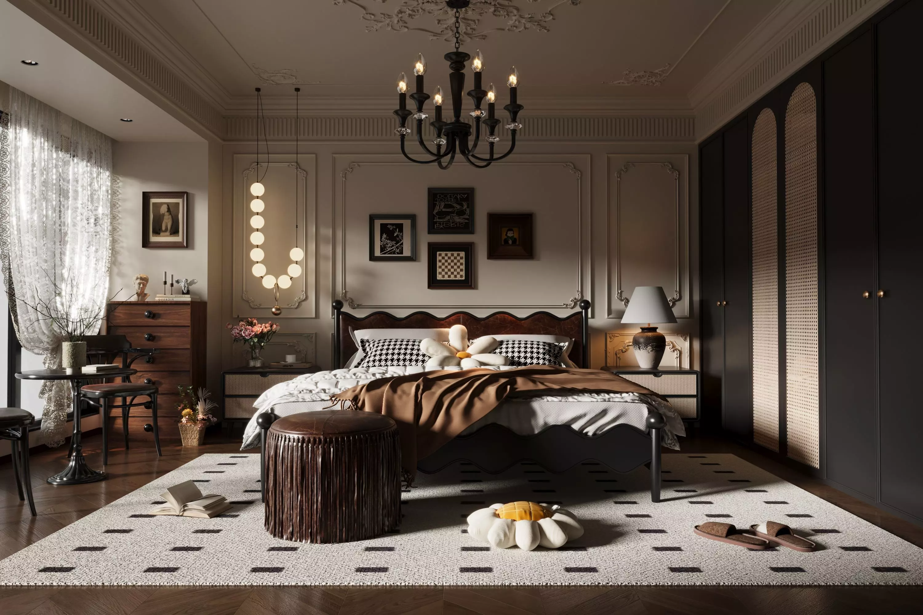 French Style Bedroom Low-poly 3D model