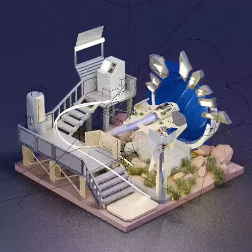 Sci Fi Spaceship With Portal Animation Game Ready FBX Blender 3D model