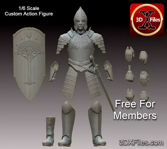 Gondor Soldier - LOTR Custom Action Figure Armor - 3D Print File 3D print model