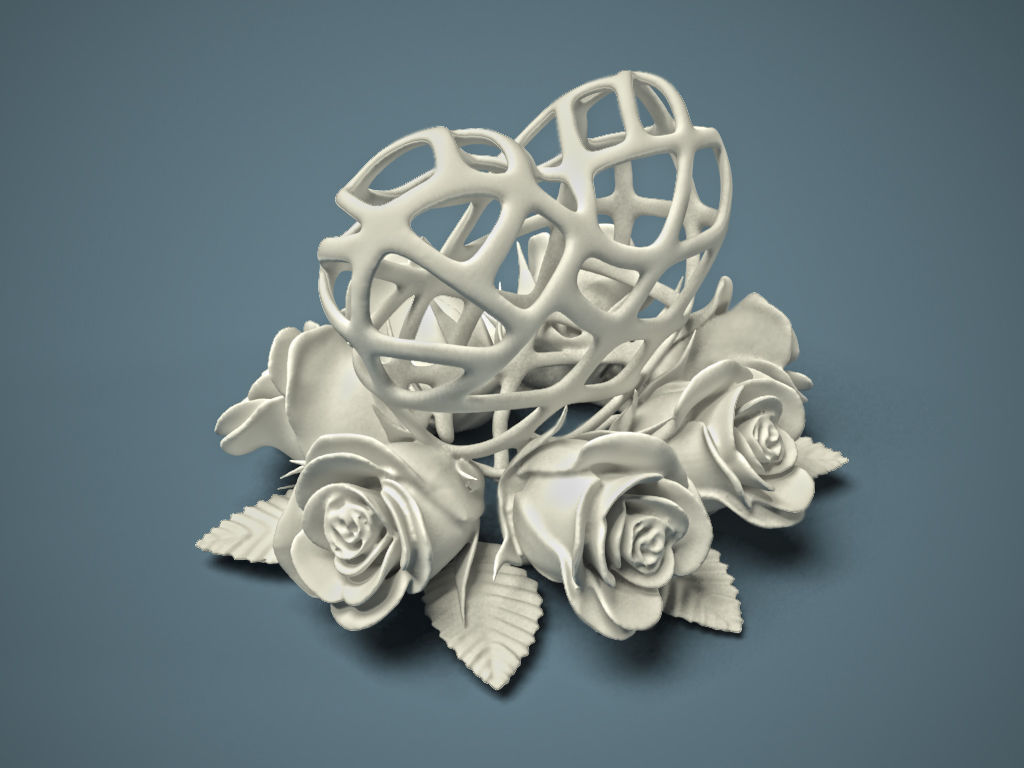 Heart and Roses for 3d printing 3D print model_3