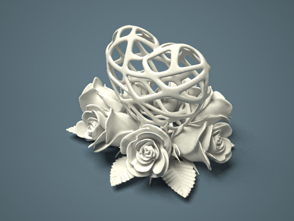 Heart and Roses for 3d printing 3D print model_5
