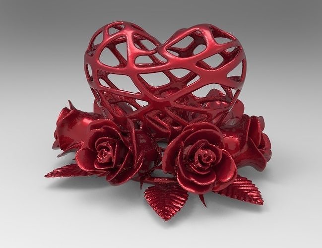 Heart and Roses for 3d printing 3D print model