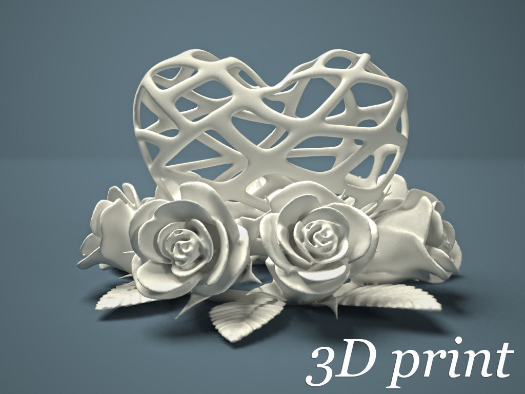 Heart and Roses for 3d printing 3D print model_2