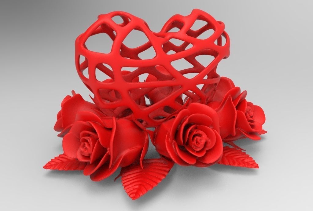 Heart and Roses for 3d printing 3D print model_12