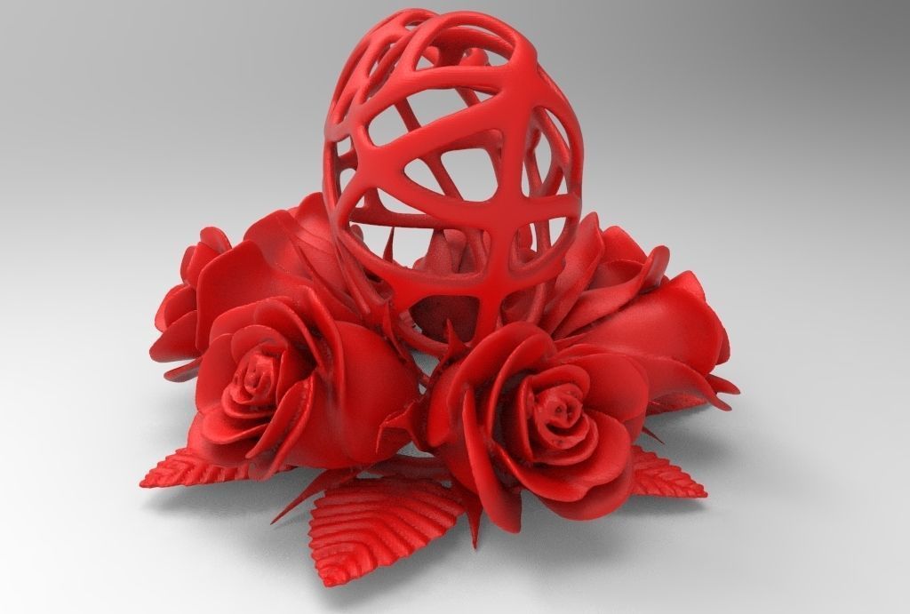 Heart and Roses for 3d printing 3D print model_10