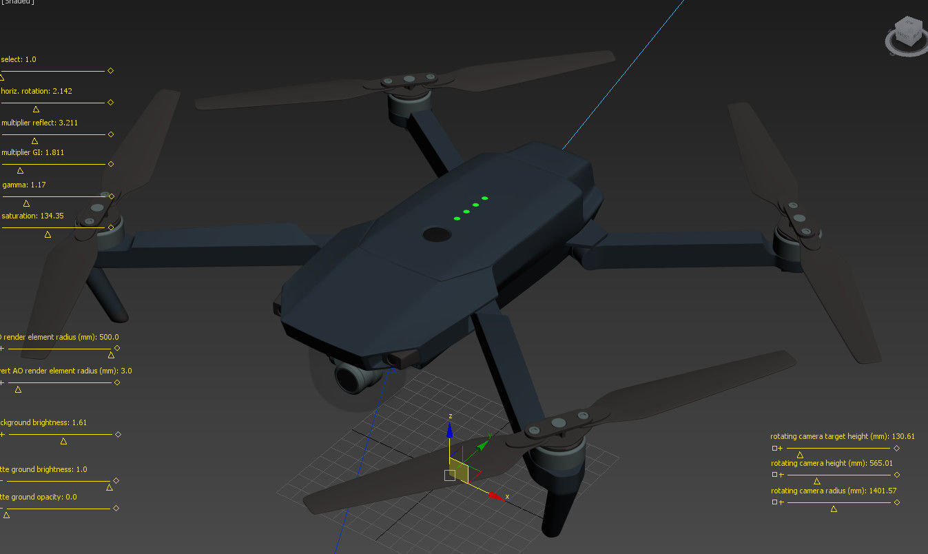 DJI Mavic Pro Drone 3d model vray realistic Low-poly 3D model_14