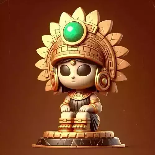 Cute Aztec Priestess Statue Character 3D Model
