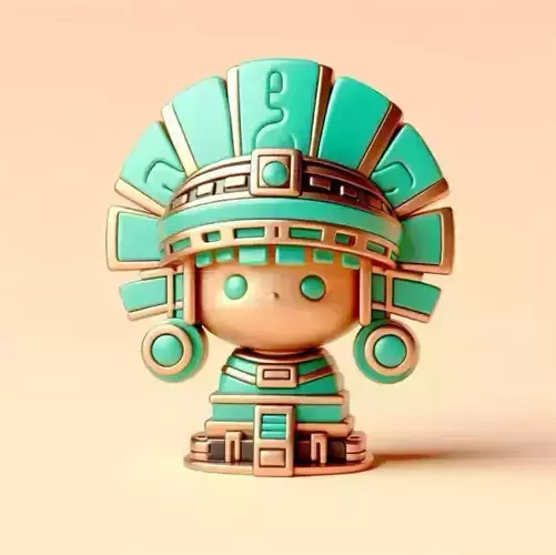 Cute Aztec Idol Warrior Character Figurine 3D Model