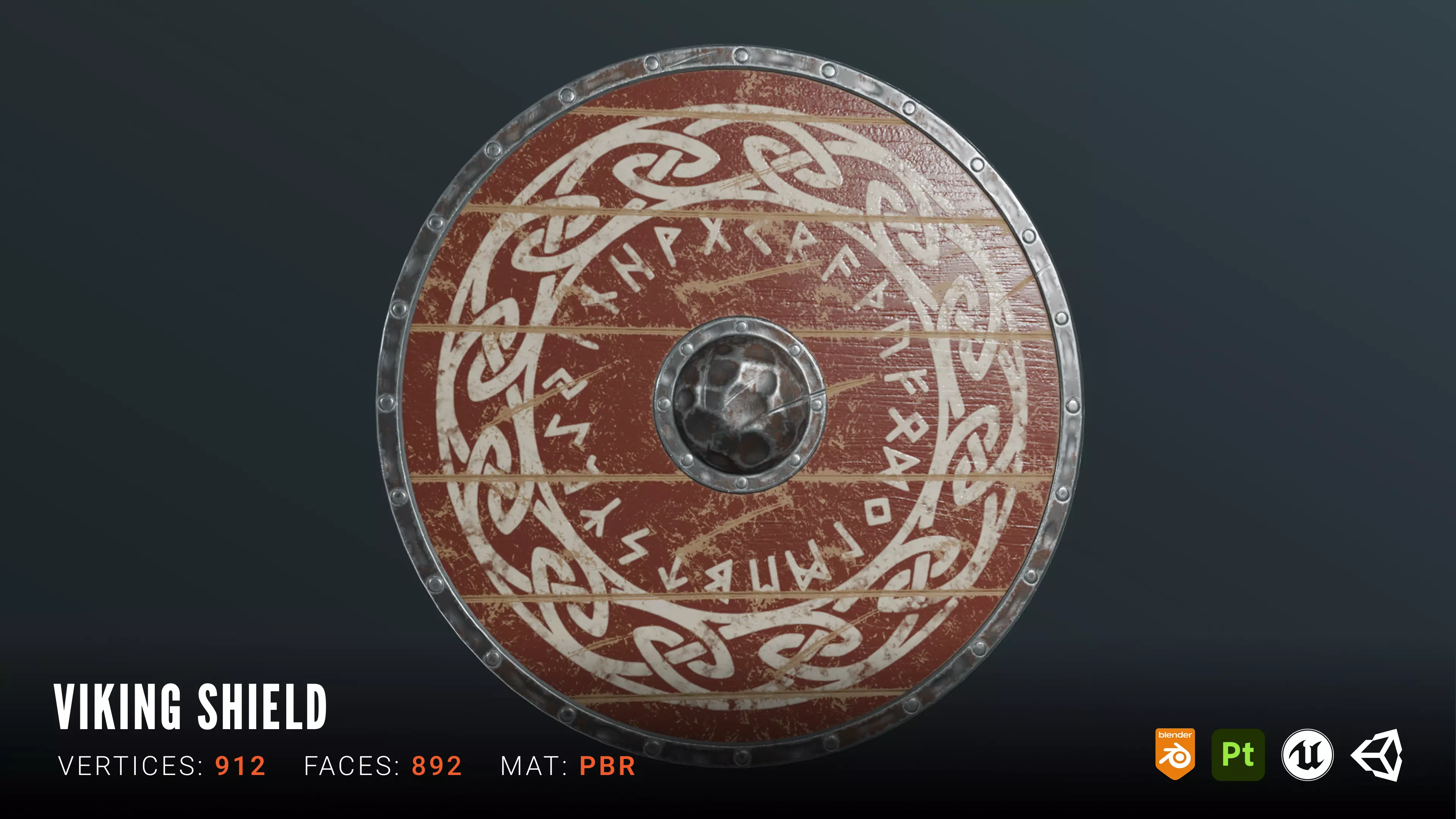 Viking Shield - Game Ready PBR Asset Low-poly 3D model