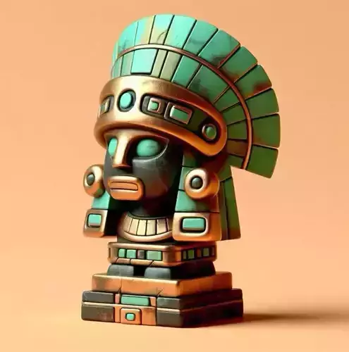 Aztec Stone Head Idol Statue 3D Model