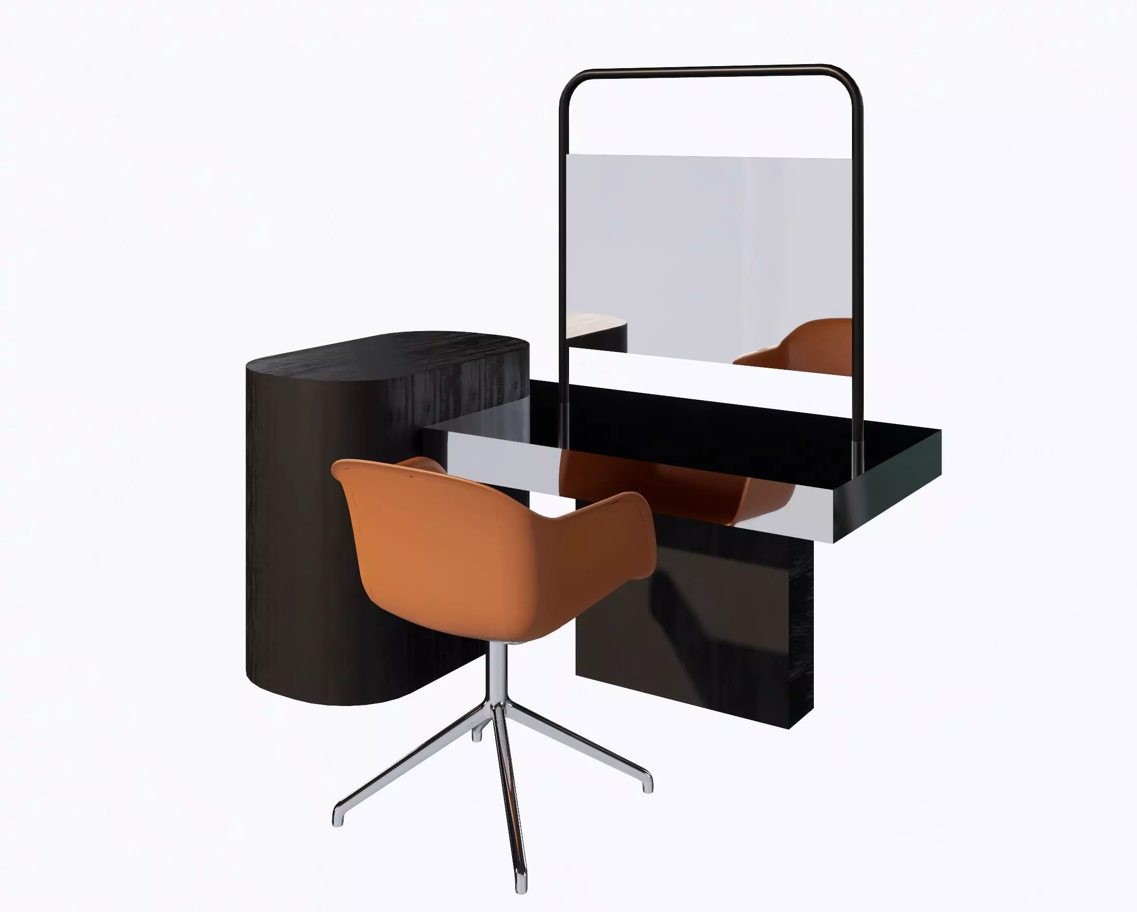 Modern Light Luxury Hairdressing Mirror Station and Chair Set 3D model