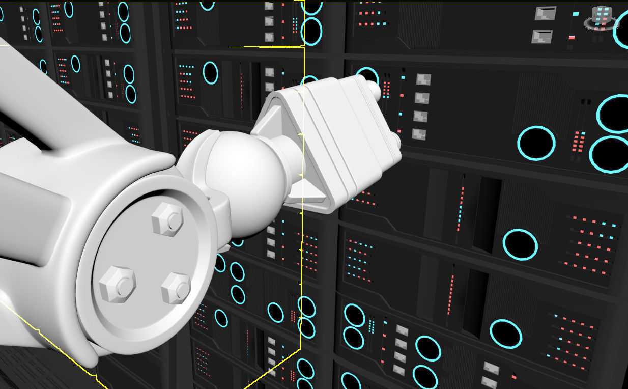 sci-fi robotic arm rigged animated - 3d vray scene 3D model_4