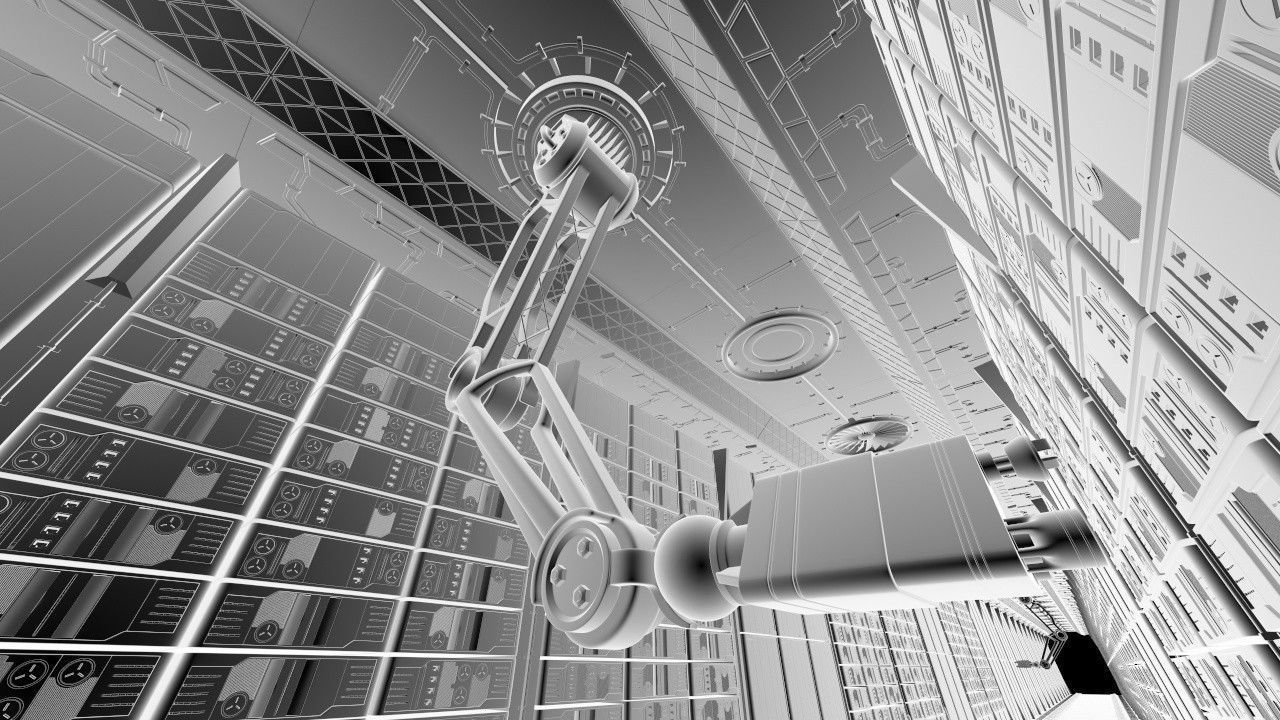 sci-fi robotic arm rigged animated - 3d vray scene 3D model_5