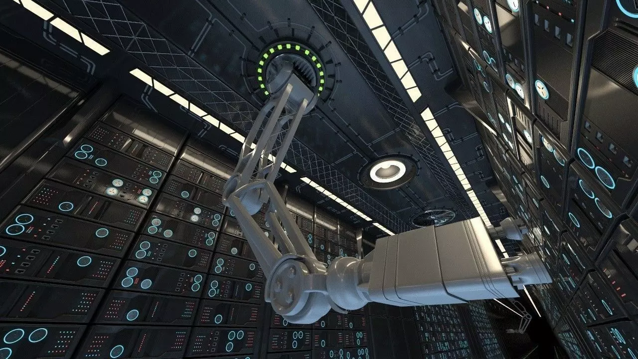 sci-fi robotic arm rigged animated - 3d vray scene 3D model_0