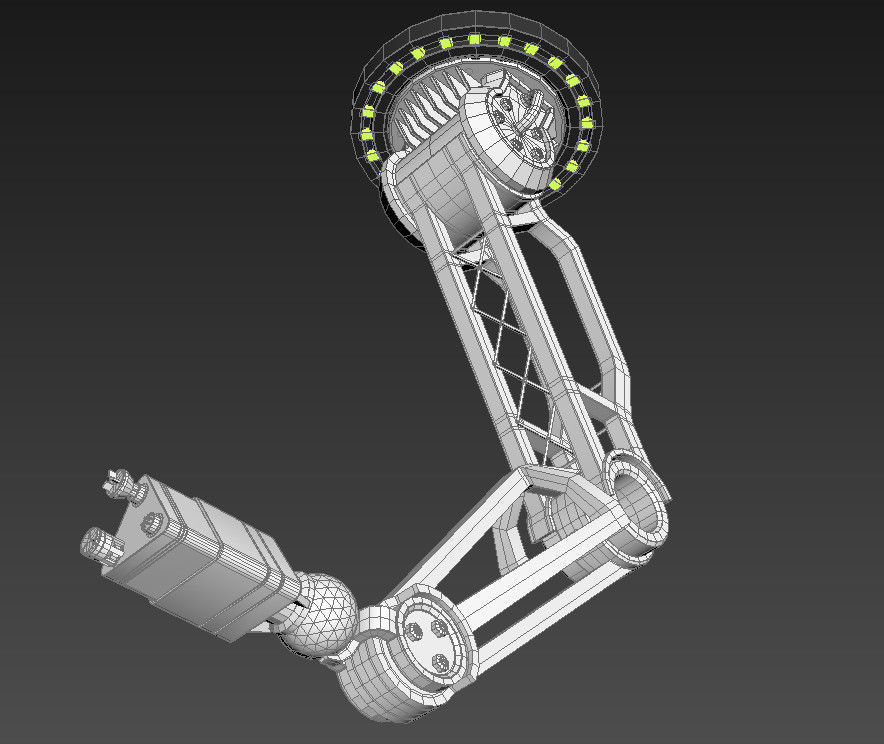 sci-fi robotic arm rigged animated - 3d vray scene 3D model_3
