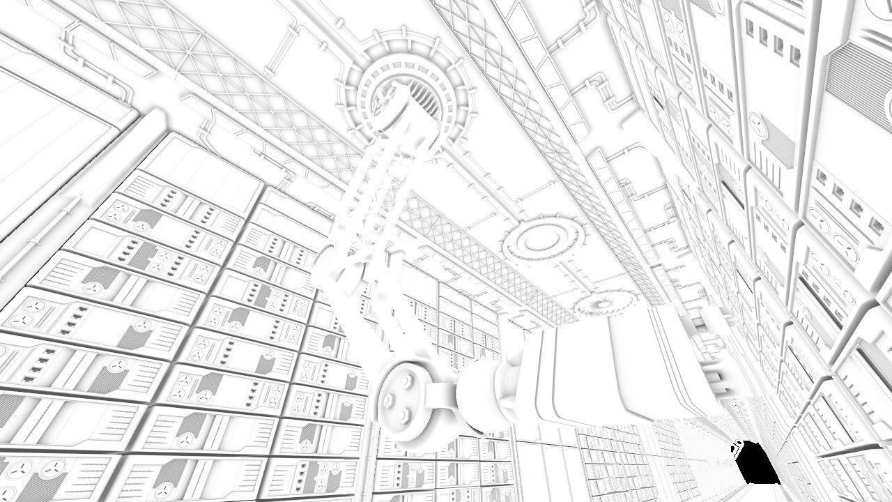 Futuristic sci-fi Server Room with robotic arms Animated 3d 3D model_8