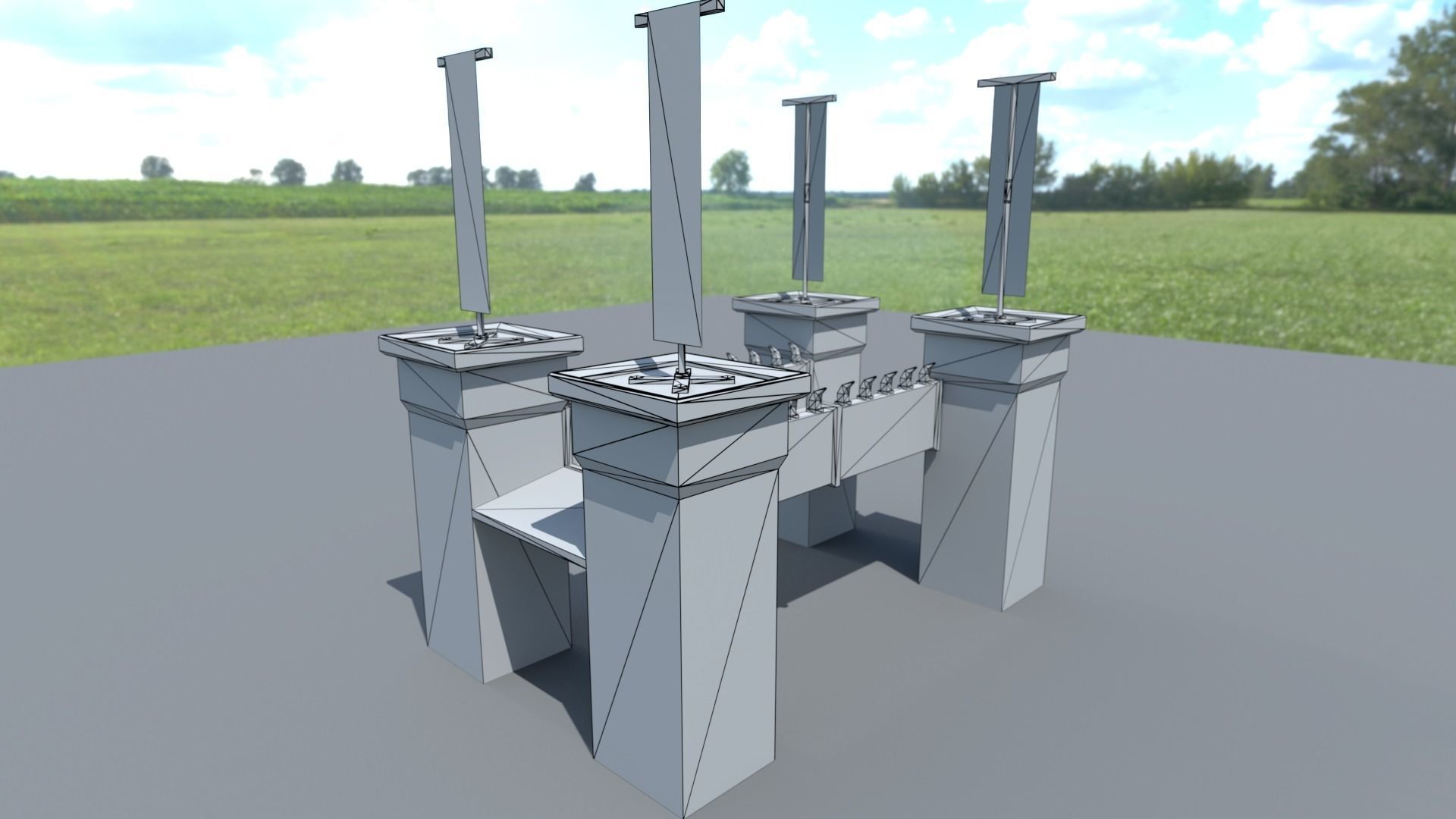 Medieval Stone Bridge - Modular Low-poly 3D model_7