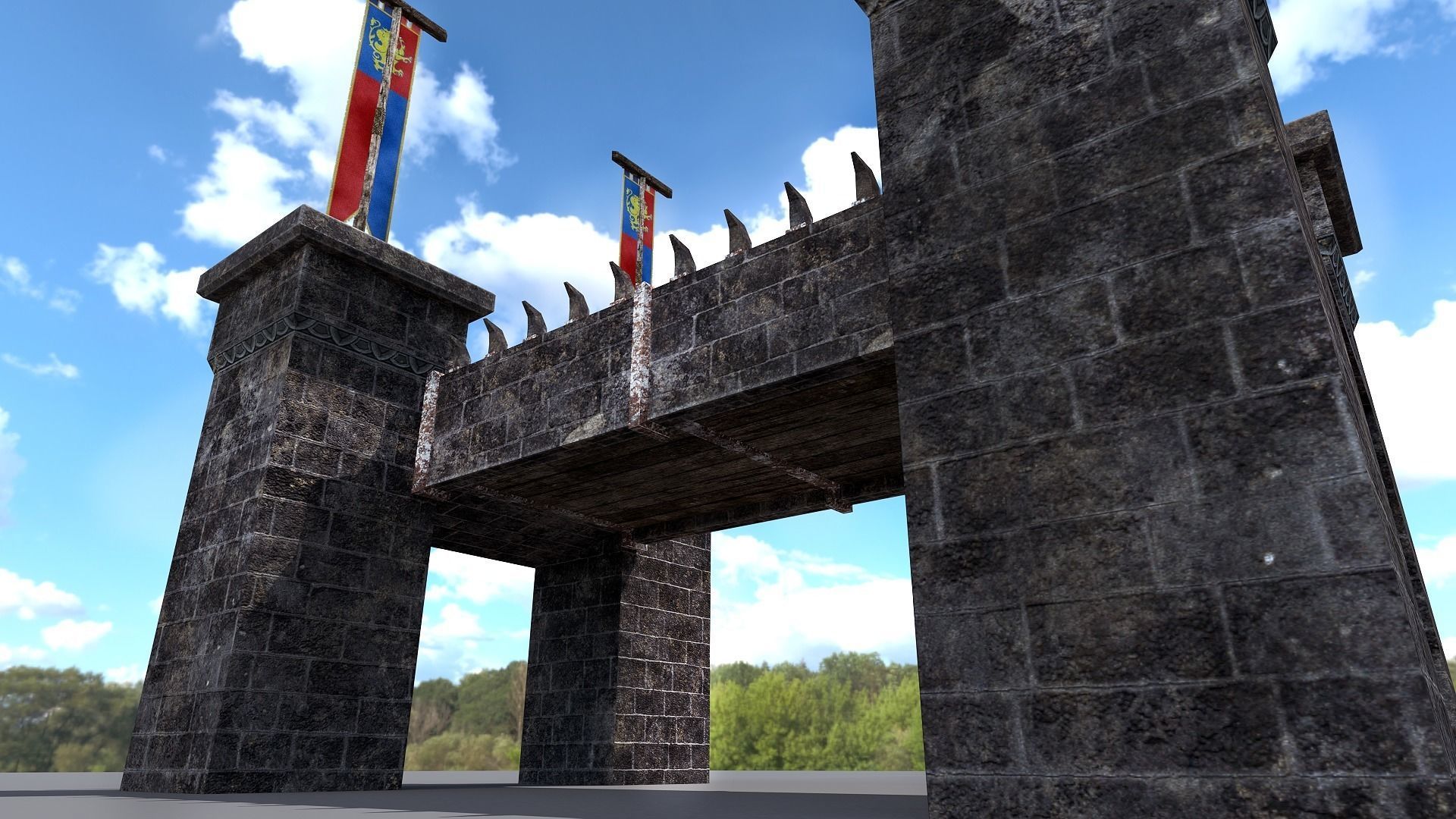 Medieval Stone Bridge - Modular Low-poly 3D model_5