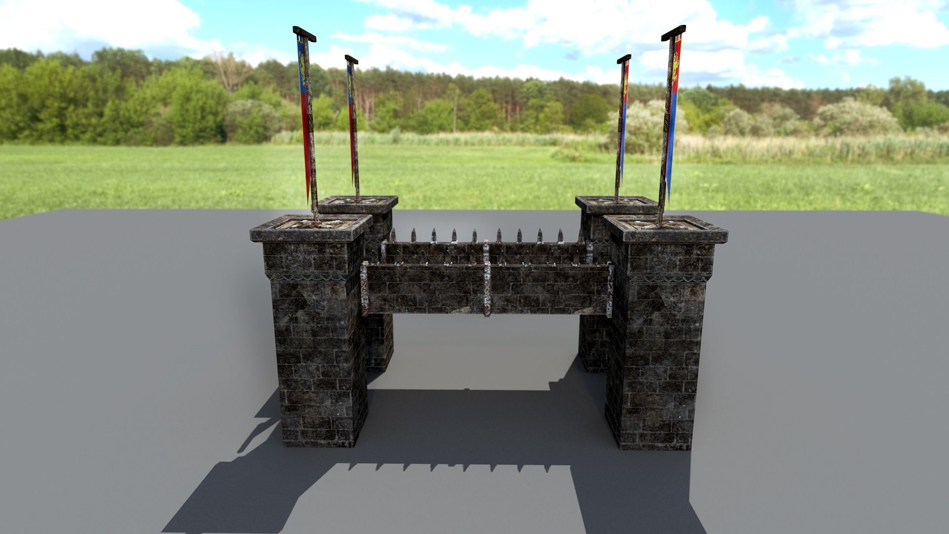Medieval Stone Bridge - Modular Low-poly 3D model_2