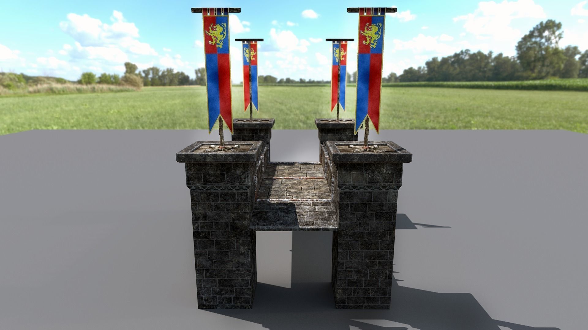 Medieval Stone Bridge - Modular Low-poly 3D model_3