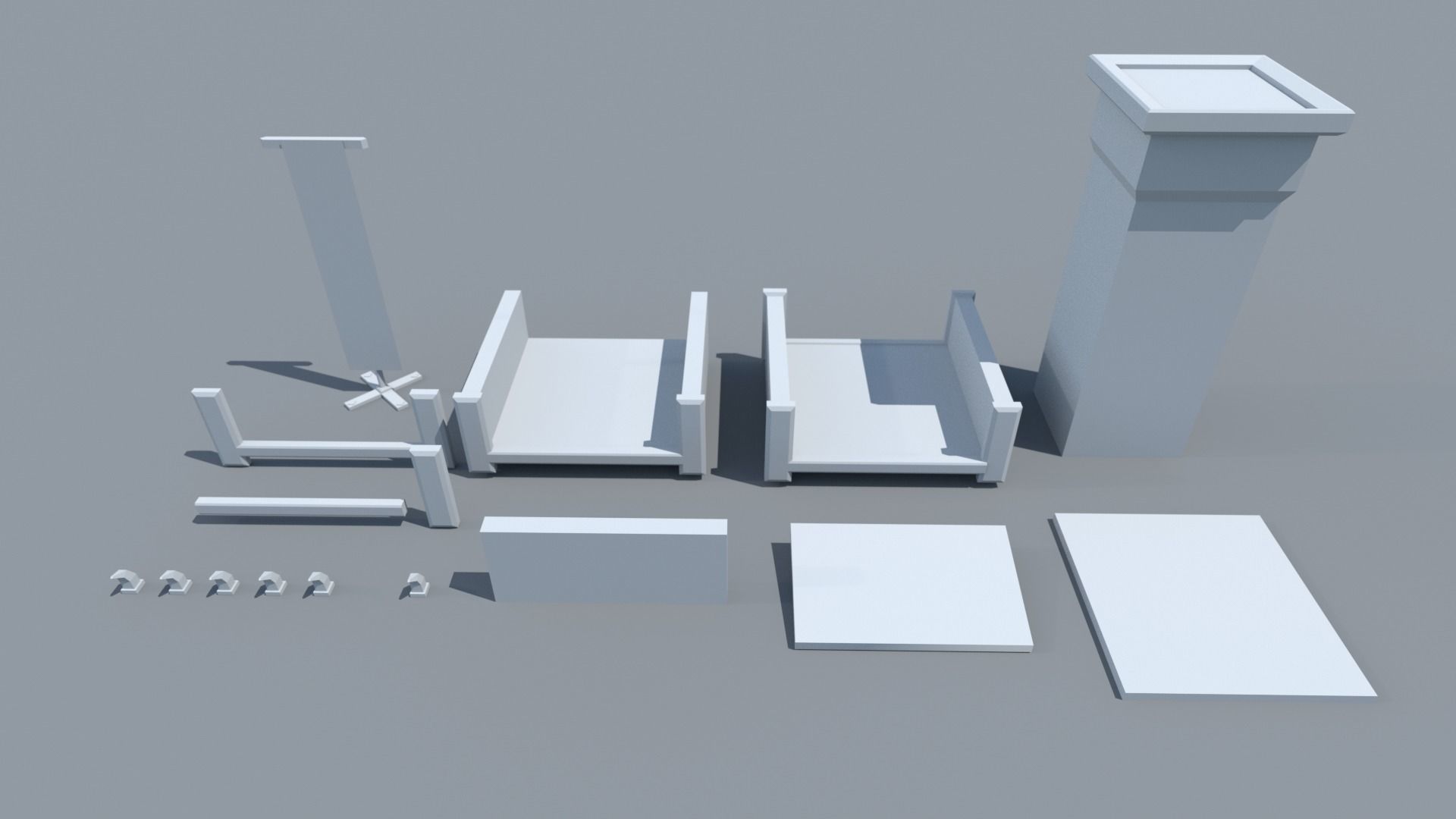 Medieval Stone Bridge - Modular Low-poly 3D model_8