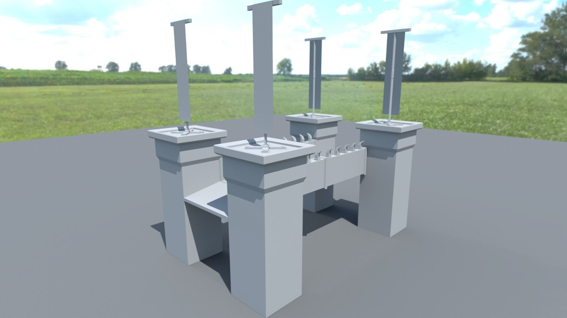 Medieval Stone Bridge - Modular Low-poly 3D model_6