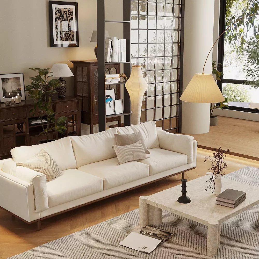 modern retro style living room 3D model