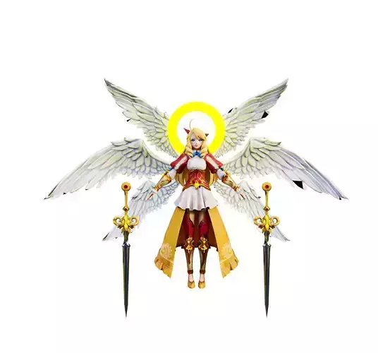 Six-winged angel Low-poly 3D model