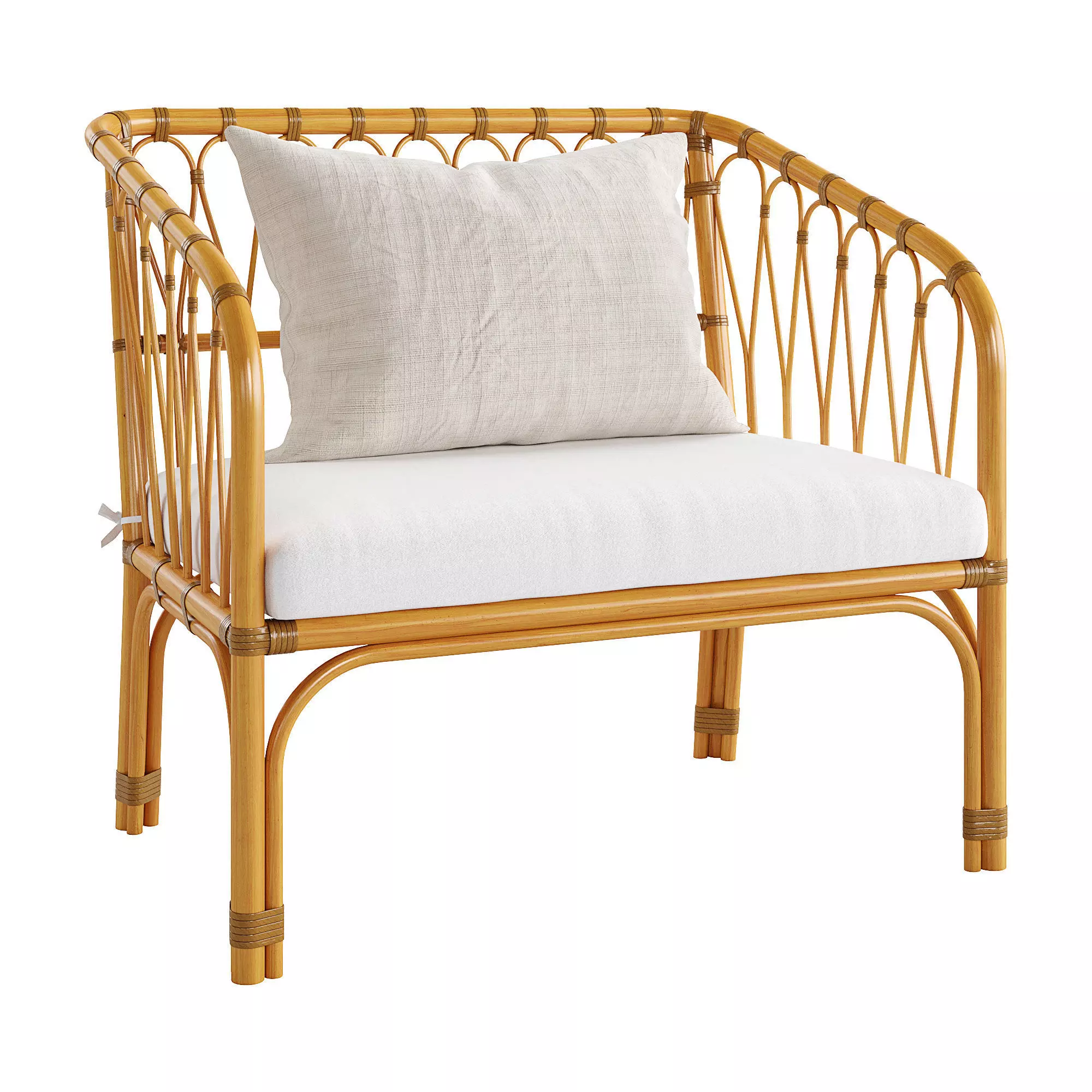 Malu vintage-style rattan children bench Free 3D model