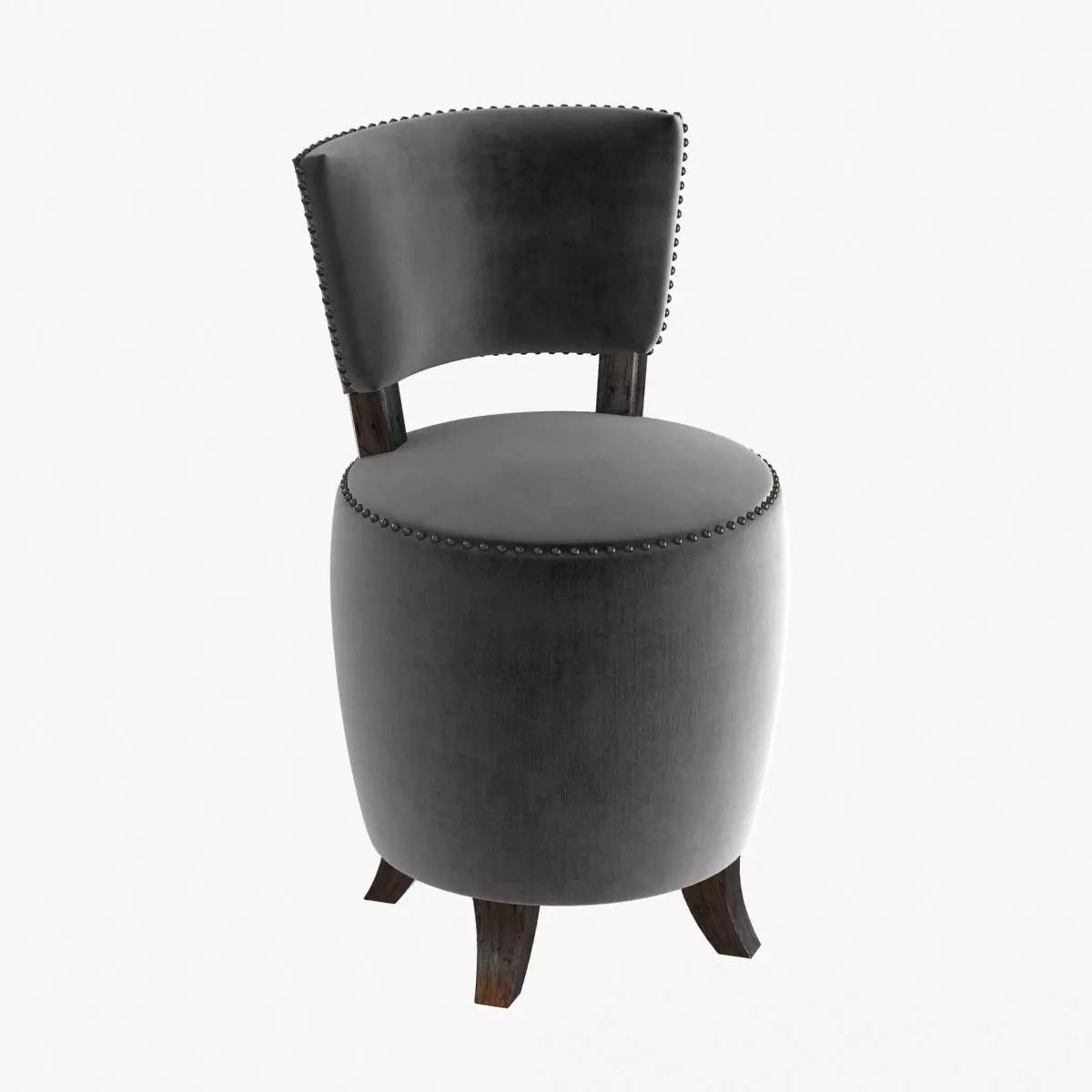 Small round velvet chair for bedroom 3D model_0