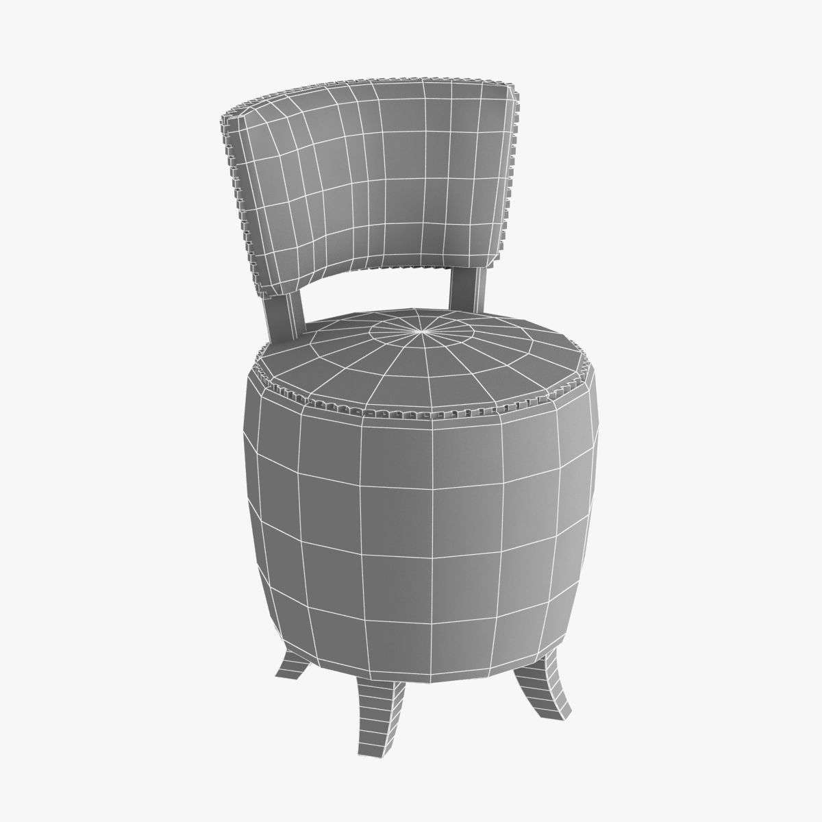Small round velvet chair for bedroom 3D model_8