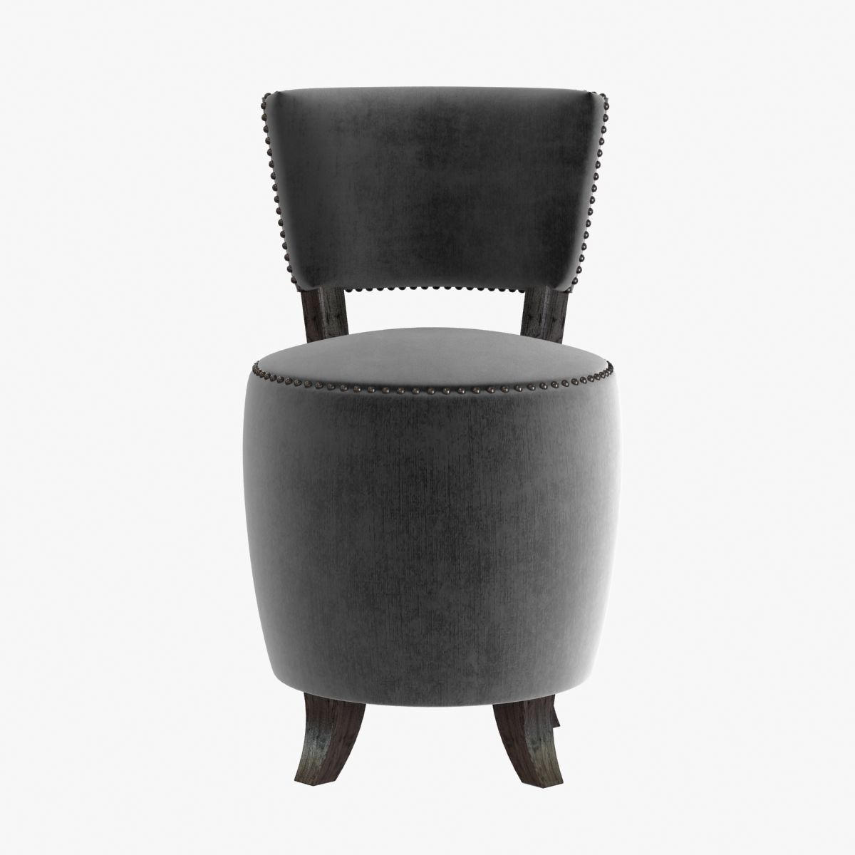 Small round velvet chair for bedroom 3D model_5