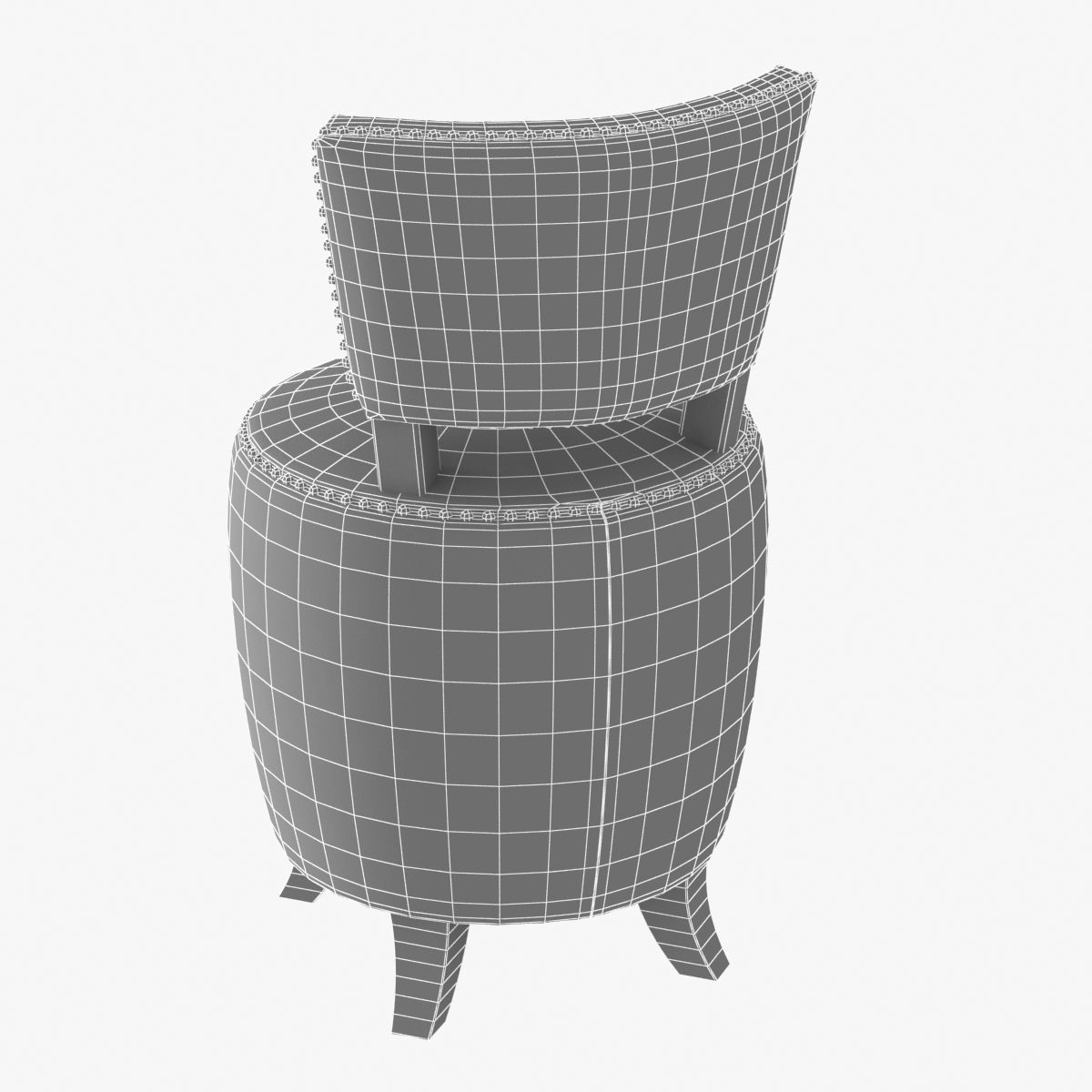Small round velvet chair for bedroom 3D model_10