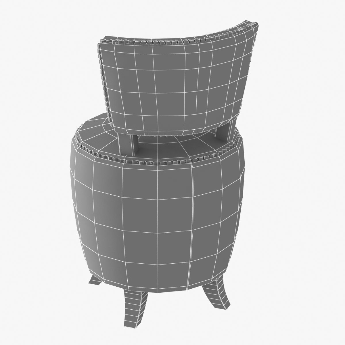 Small round velvet chair for bedroom 3D model_9