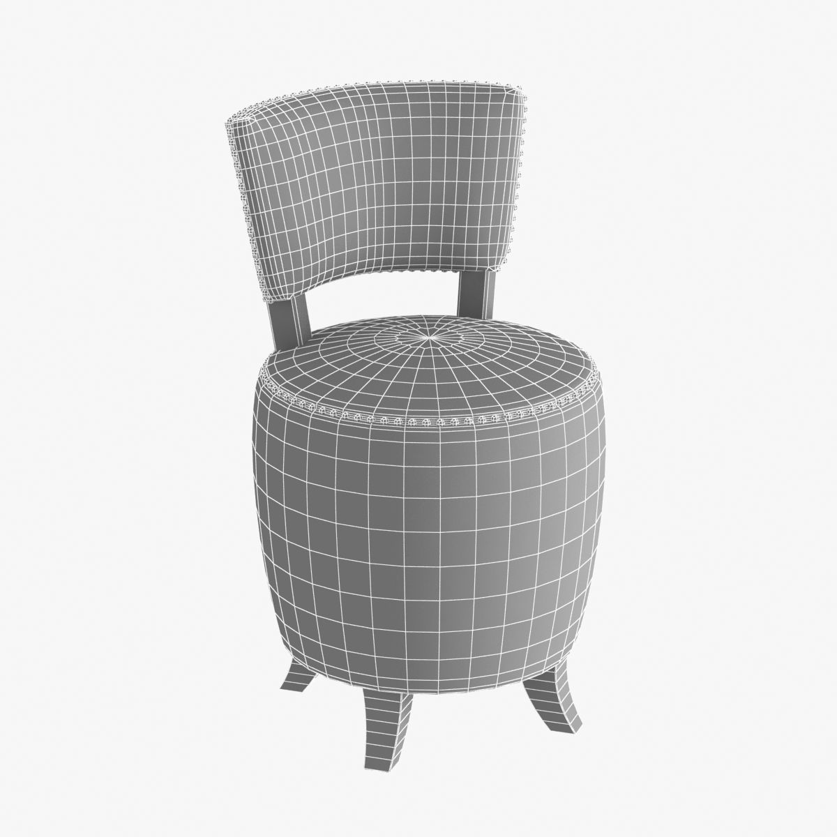 Small round velvet chair for bedroom 3D model_7