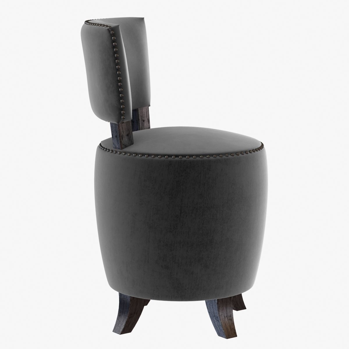 Small round velvet chair for bedroom 3D model_1