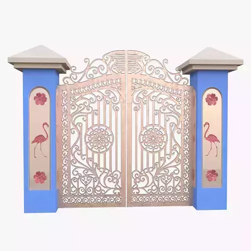Decorative Ornate Garden Gate Low Poly PBR 3D Model