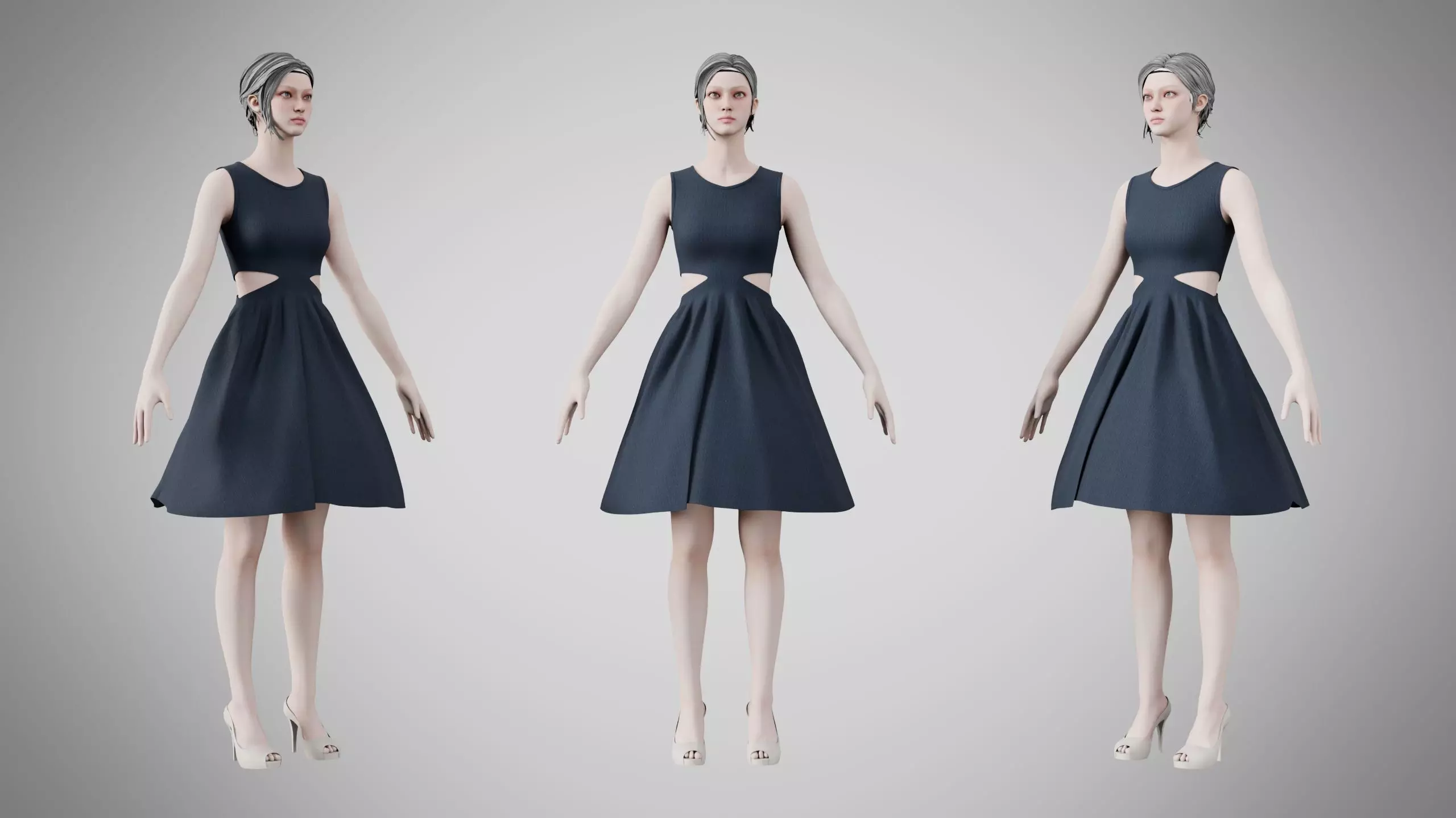 Dress 33 Digital Pulse Brocade v2 Low-poly 3D model