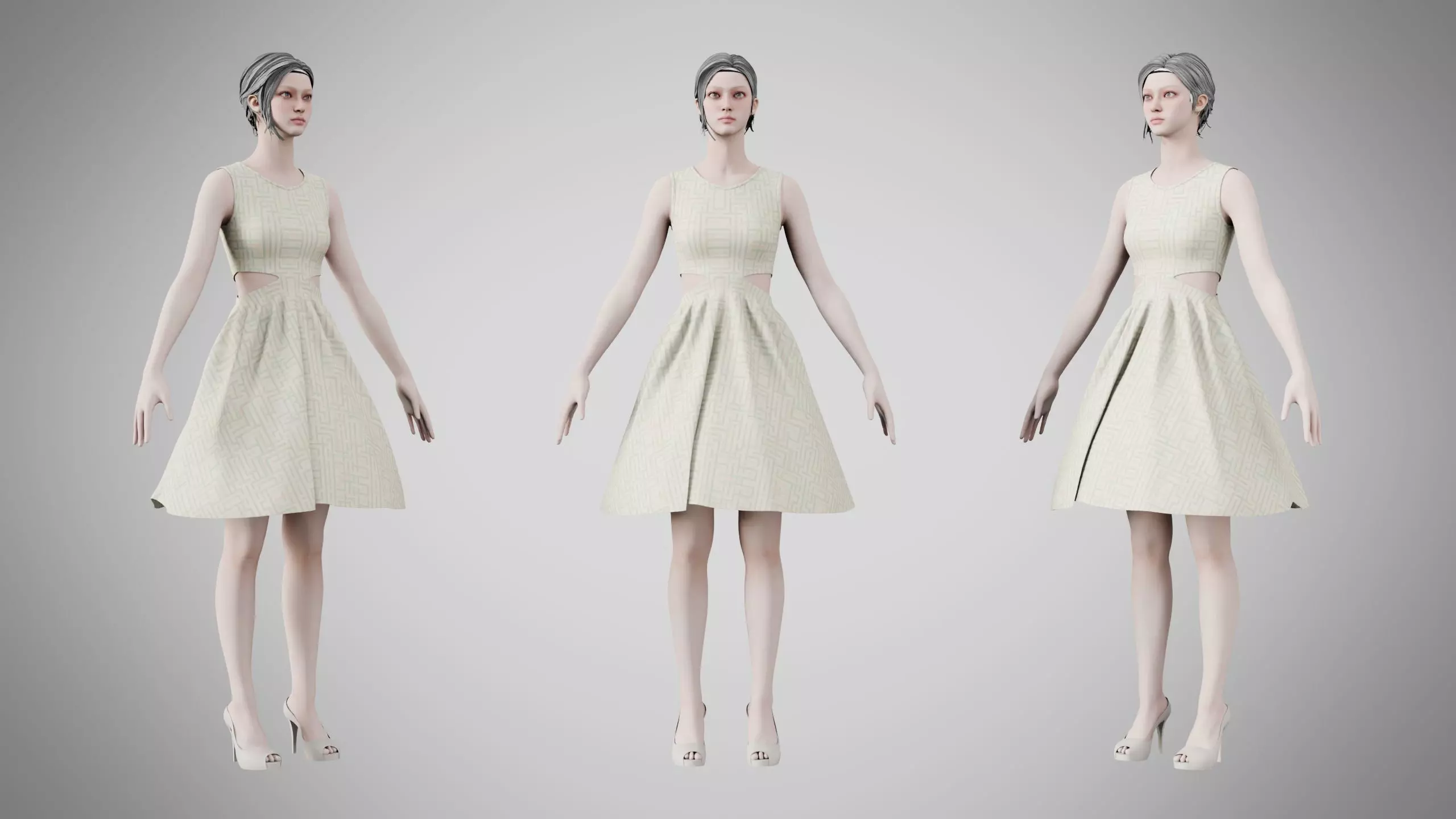 Dress 33 Pastel Maze Low-poly 3D model
