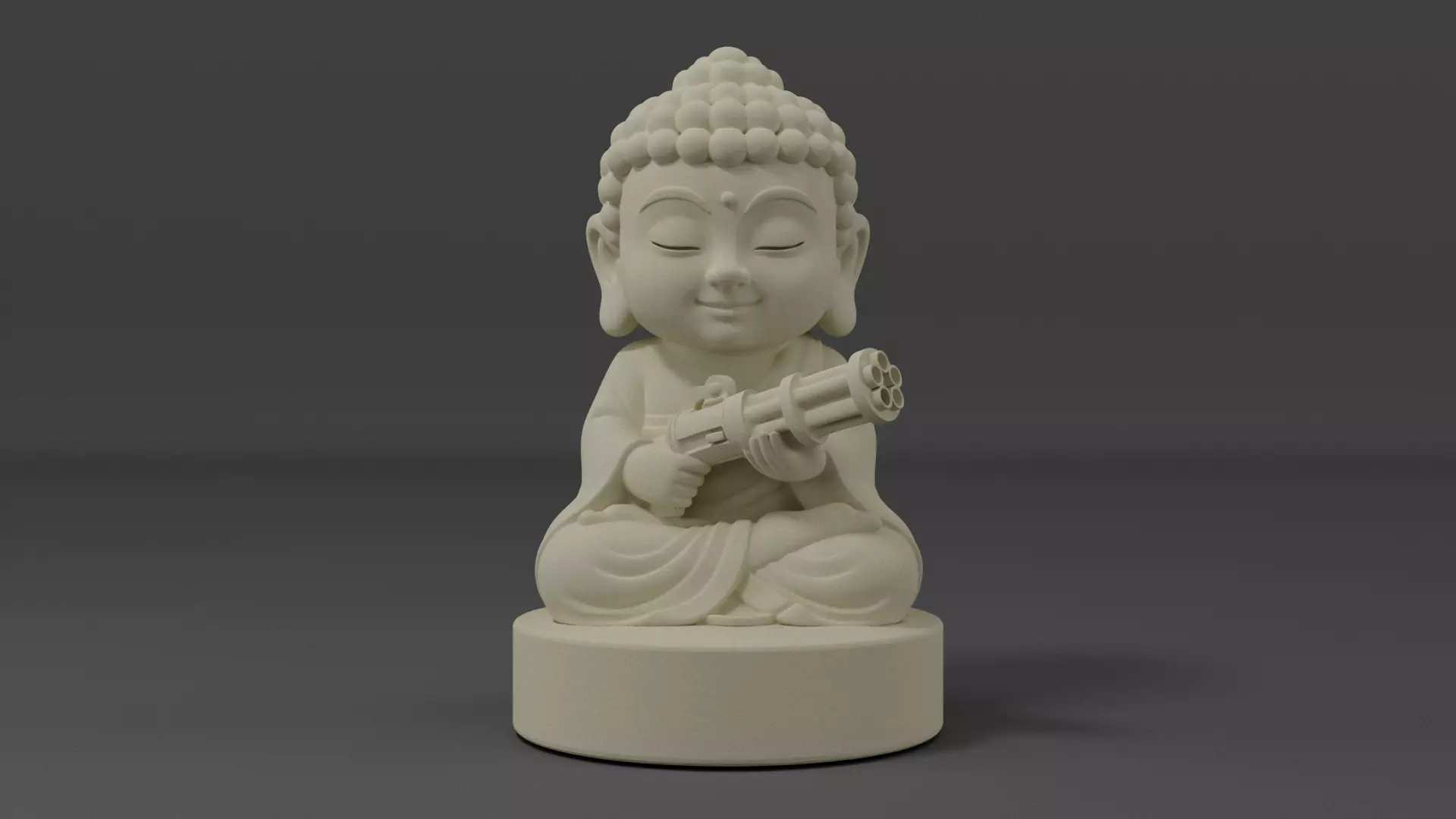 Zen Monk with Minigun Stylized 3D Printable Figure 3D print model
