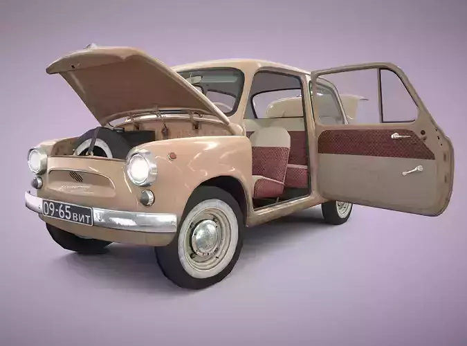 Car ZAZ-965 russian retro car 1960-69 Low-poly 3D model