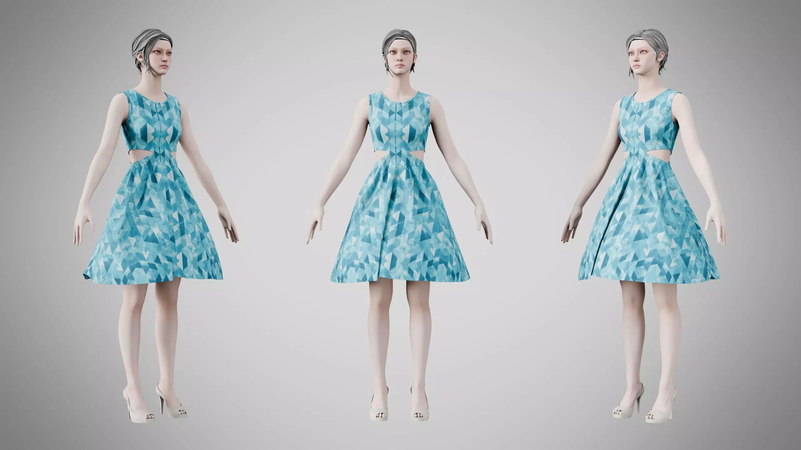 Dress 33 Oceanic Mosaic v2 Low-poly 3D model
