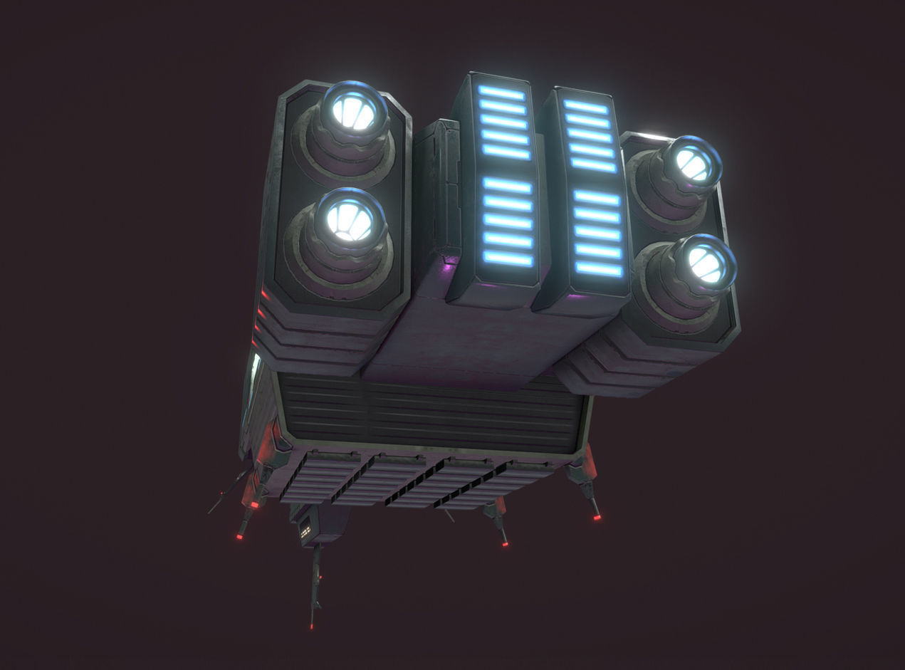 Spaces Ship Transport Low-poly 3D model_8