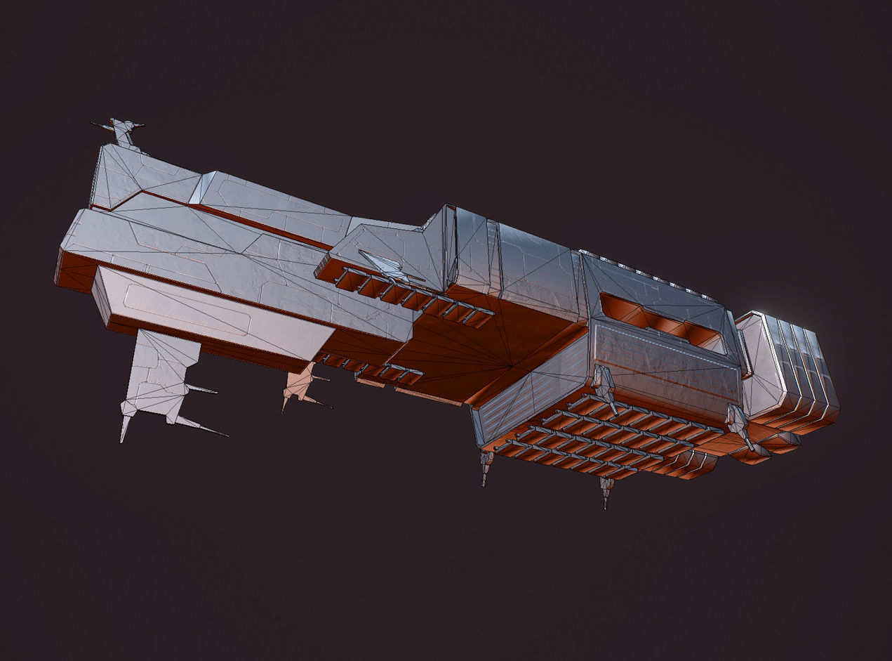 Spaces Ship Transport Low-poly 3D model_9