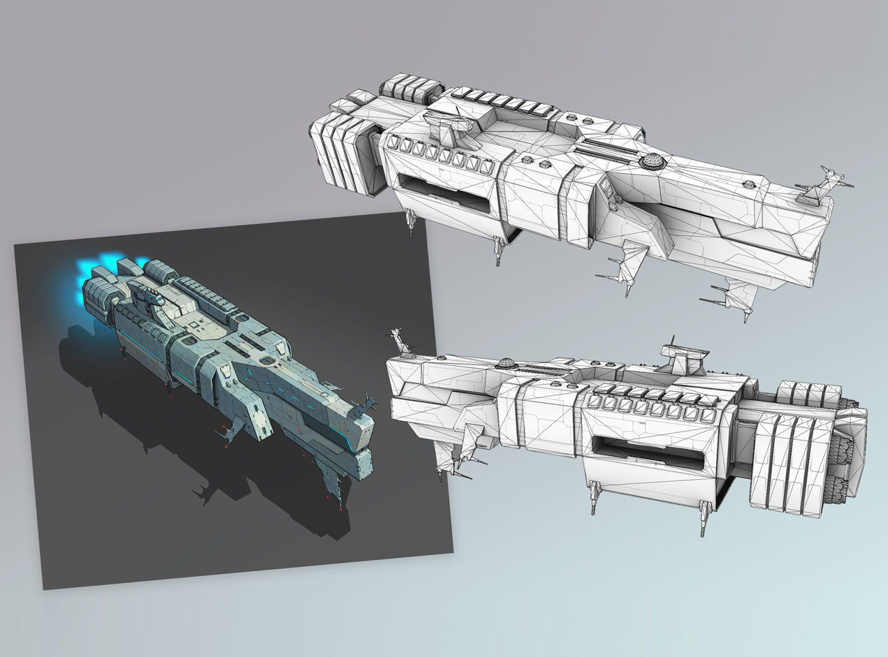 Spaces Ship Transport Low-poly 3D model_1