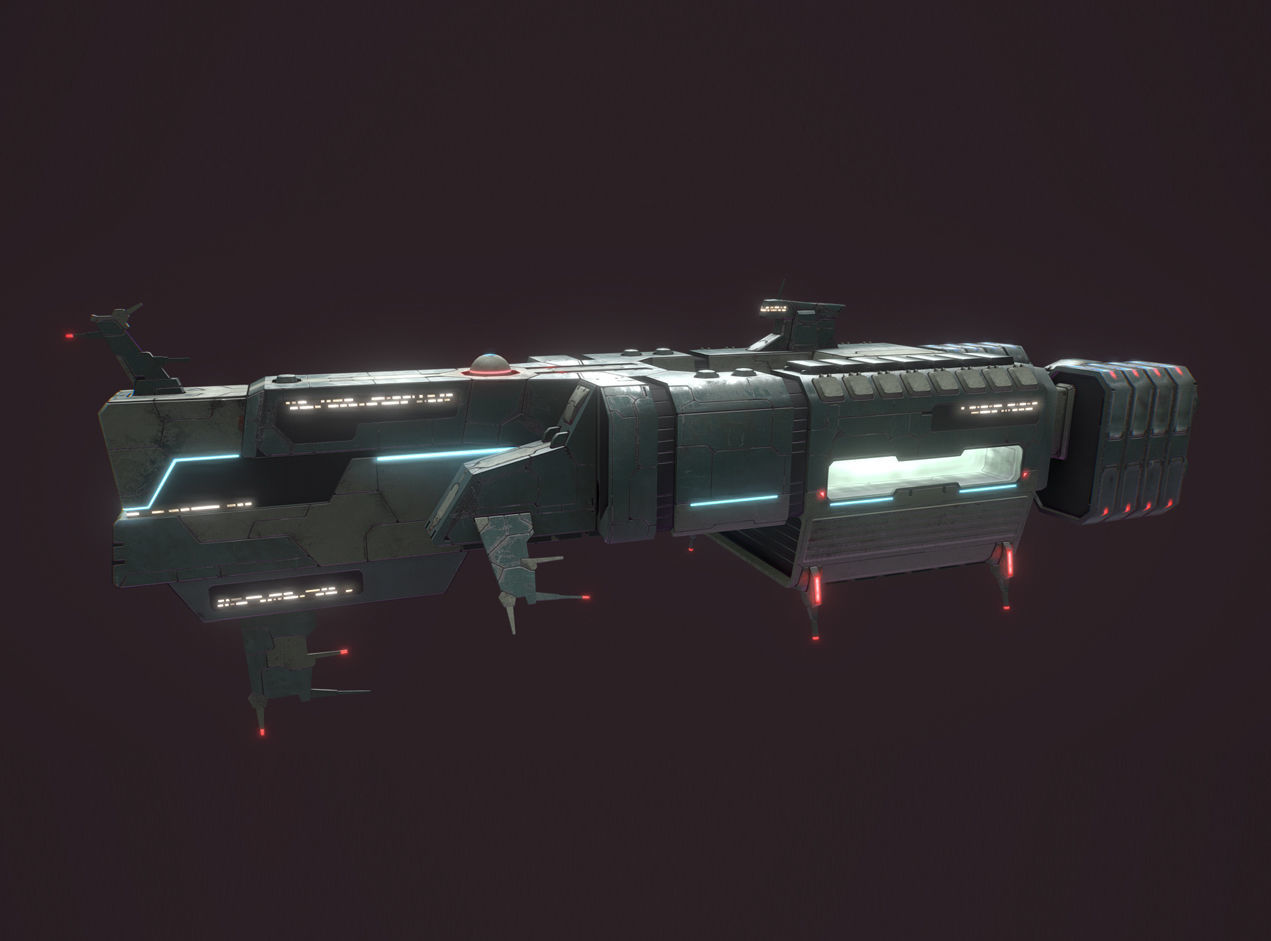 Spaces Ship Transport Low-poly 3D model_4
